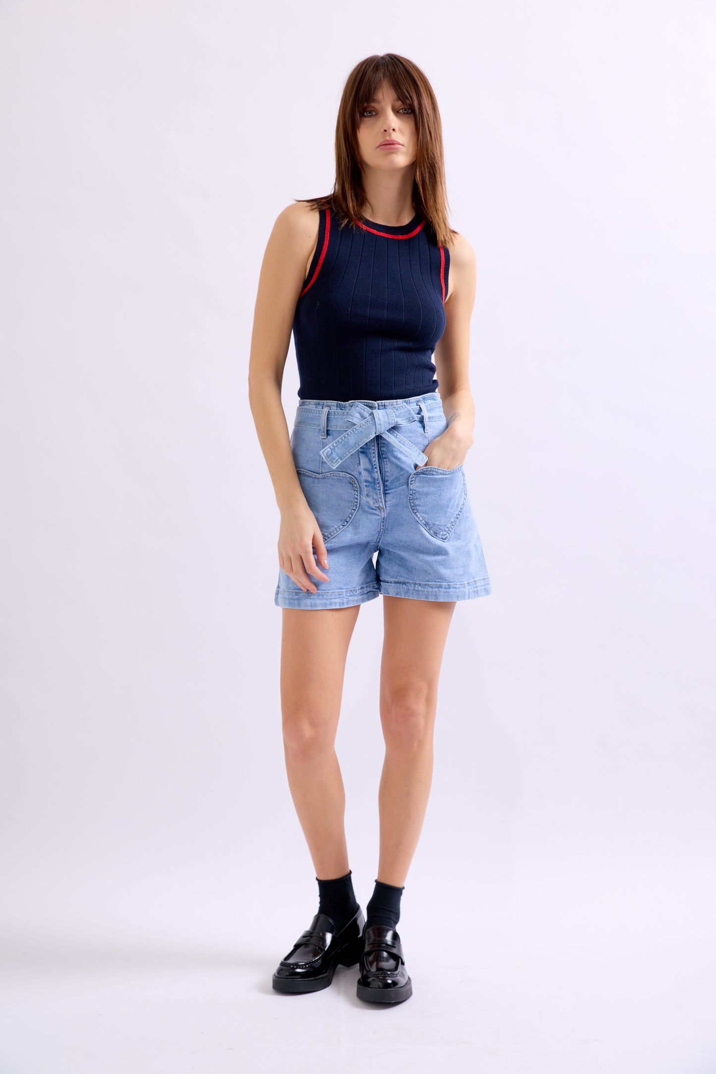 PdJ shorts - lys denim m/fine hjerte lommer
