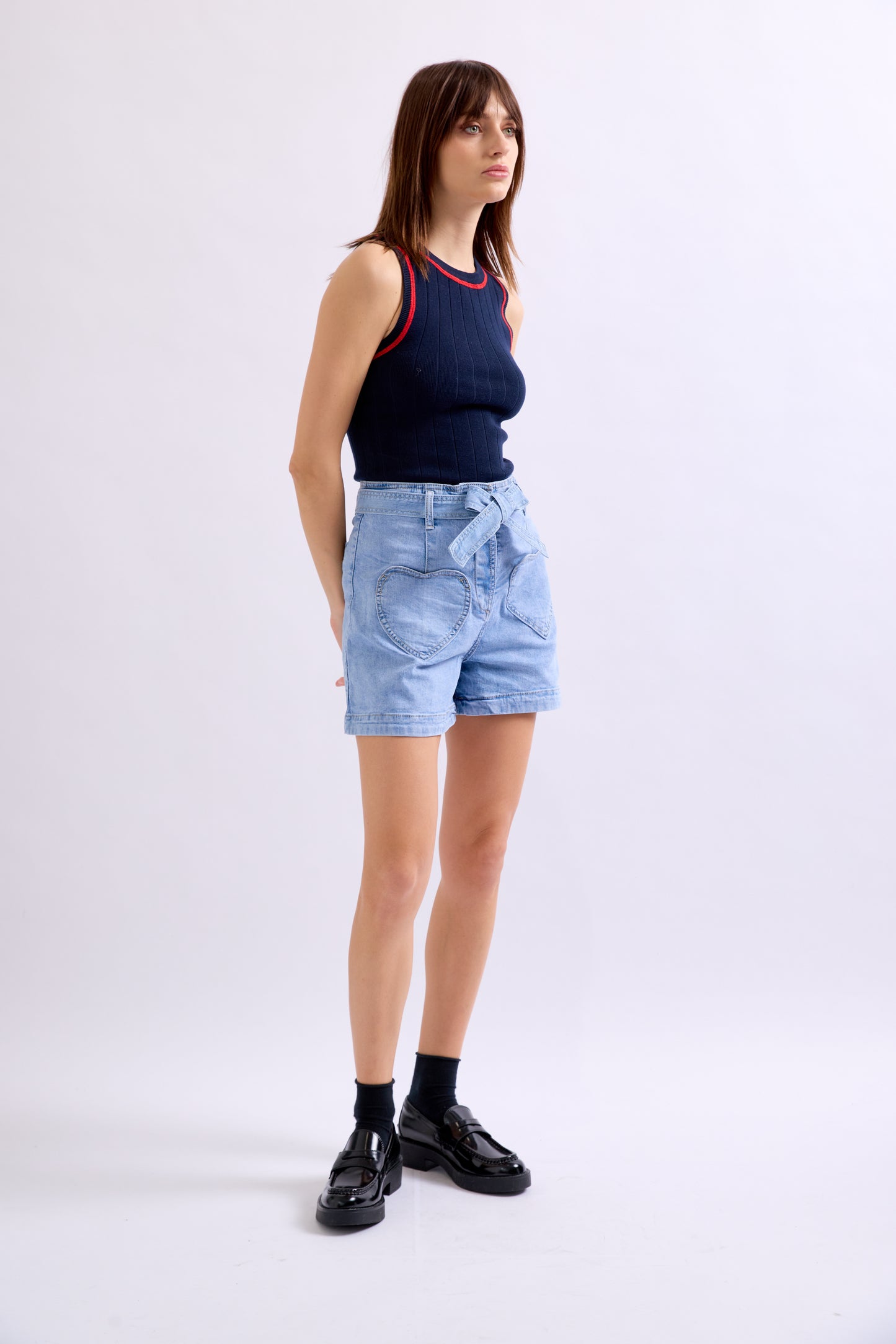 PdJ shorts - lys denim m/fine hjerte lommer
