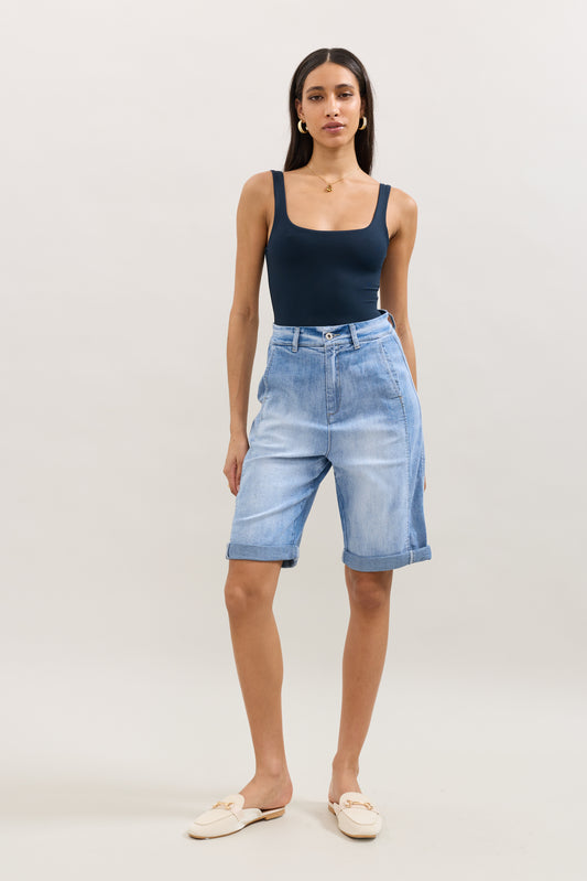 PdJ Shorts lange - lys denim og m/opsmøg - 1957