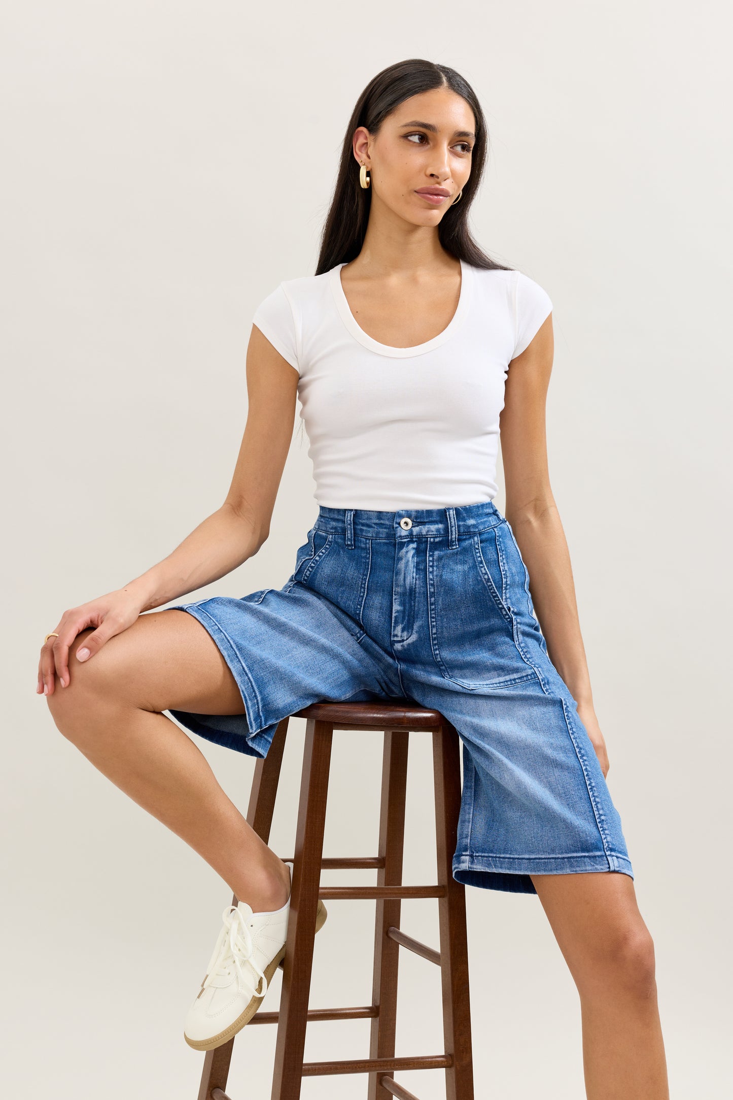 PdJ Shorts lange - mellem blå denim - 1963