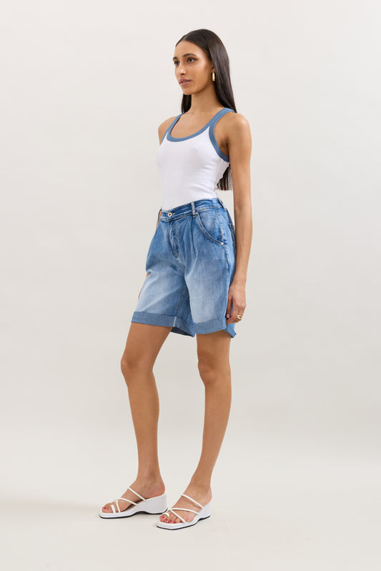 PdJ Shorts - mellem blå m/opsmøg - 1960