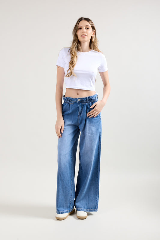 PdJ bukser - mellem blå denim - løs i looket - 98895