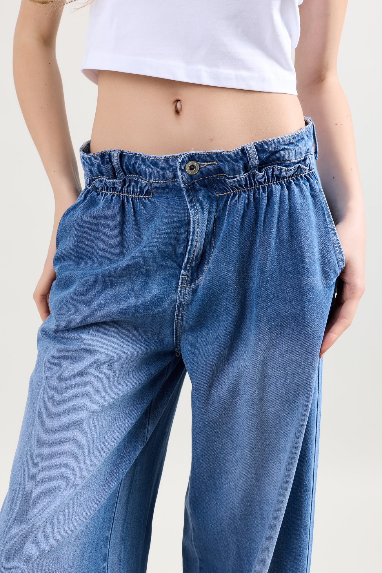 PdJ bukser - mellem blå denim - løs i looket - 98895 L