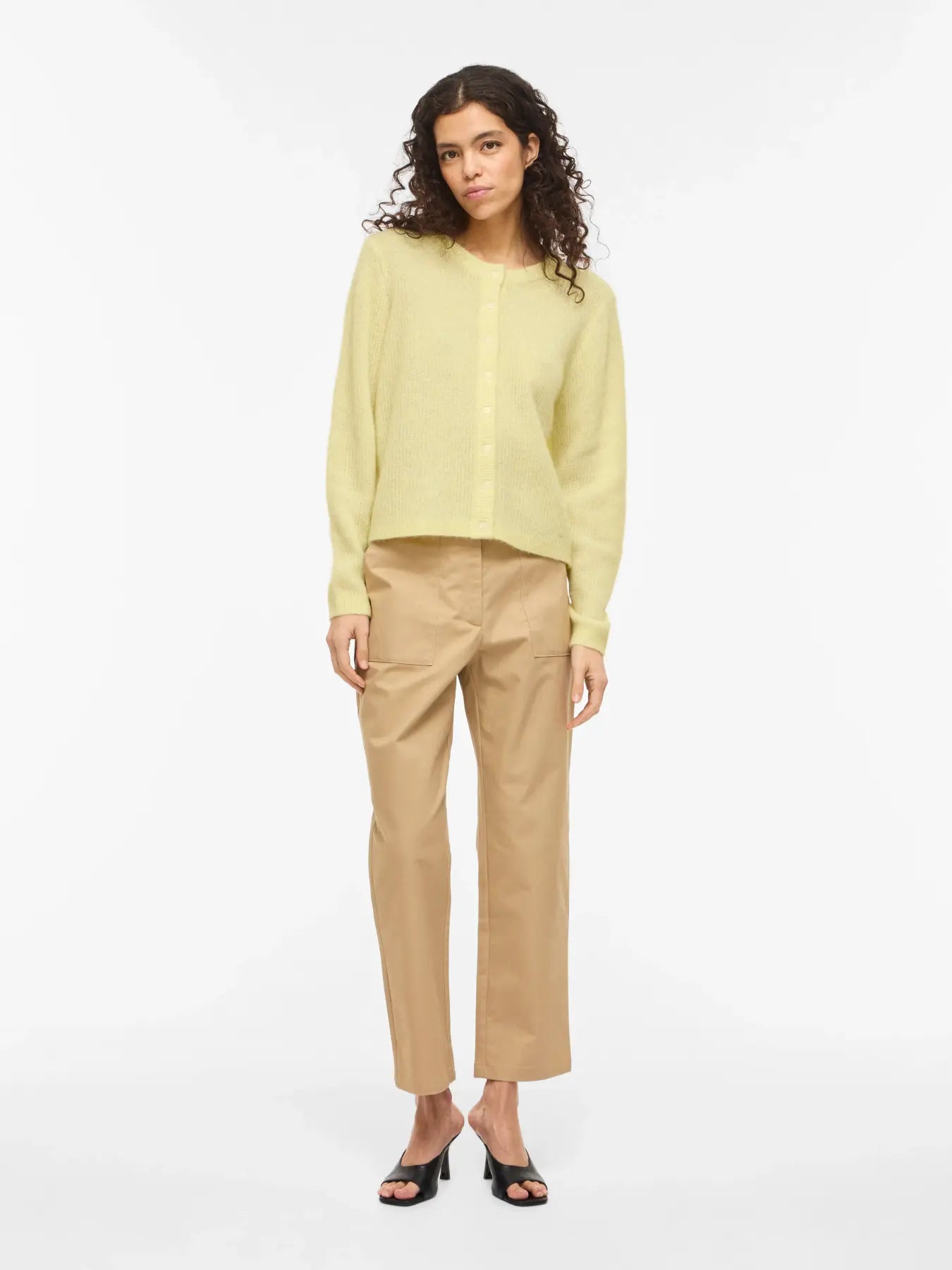 VL VILORY O-NECK L/S KNIT CARDIGAN - gul