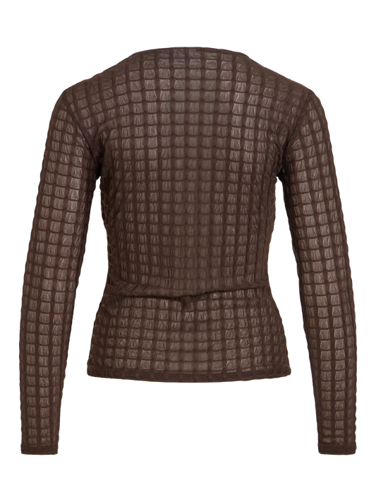 VL VIMIRANI O-NECK MESH TOP - BRUN