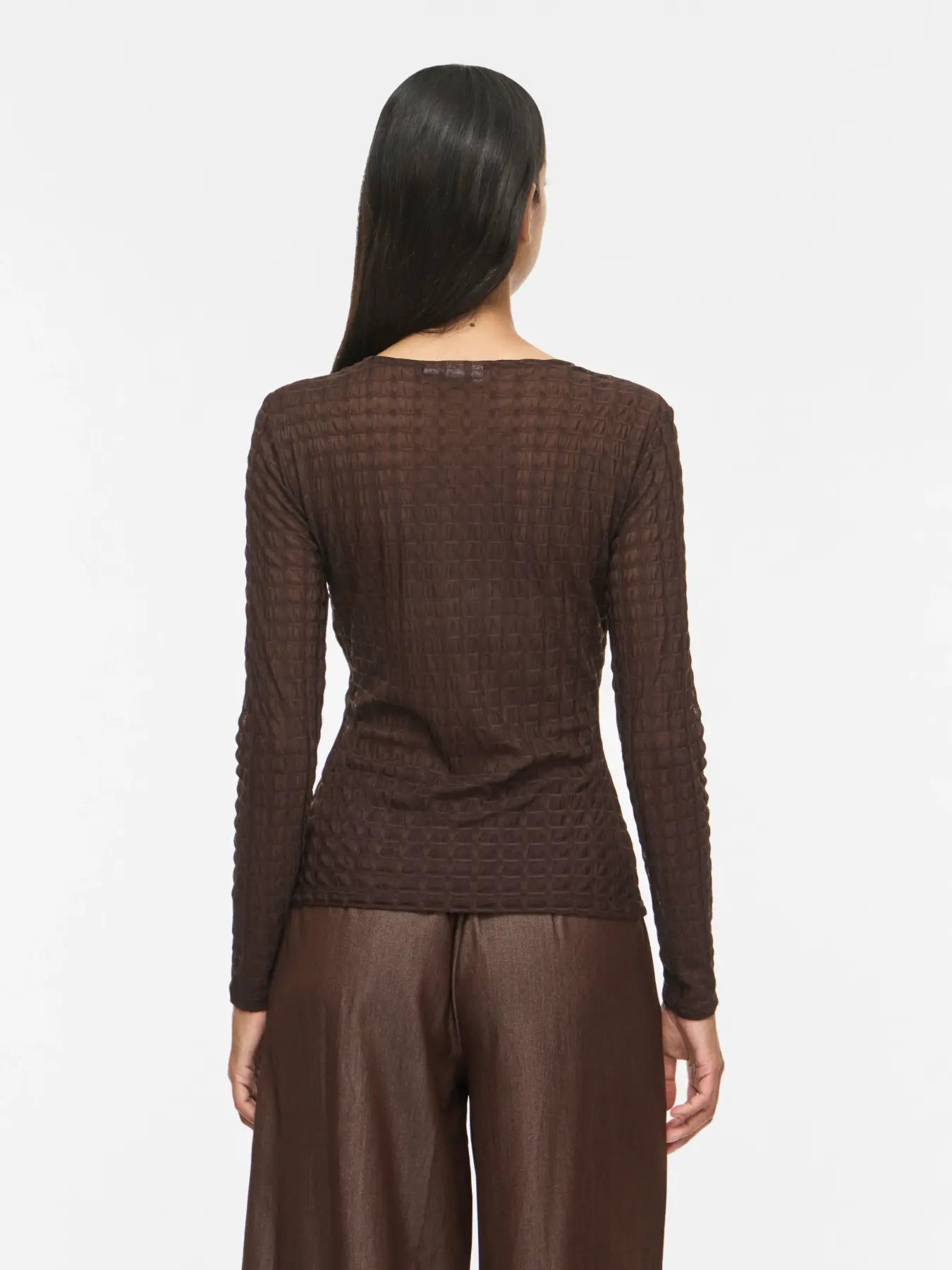 VL VIMIRANI O-NECK MESH TOP - BRUN