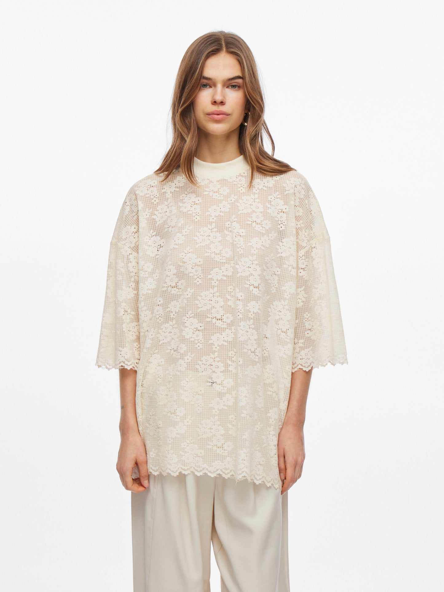 VL Vikolo 3/4 lace T-shirt - beige