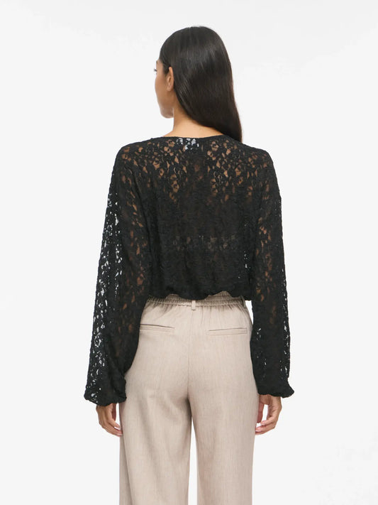 VL VIALDEIA O-NECK L/S Bluse - sort