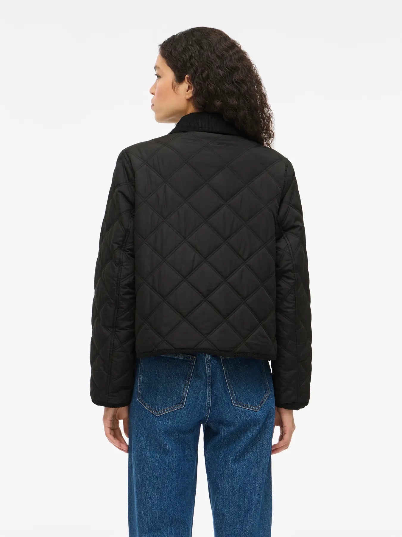 VL VIQUILA L/S CORDUROY QUILT SHORT JACKET - Black