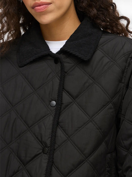 VL VIQUILA L/S CORDUROY QUILT SHORT JACKET - Black