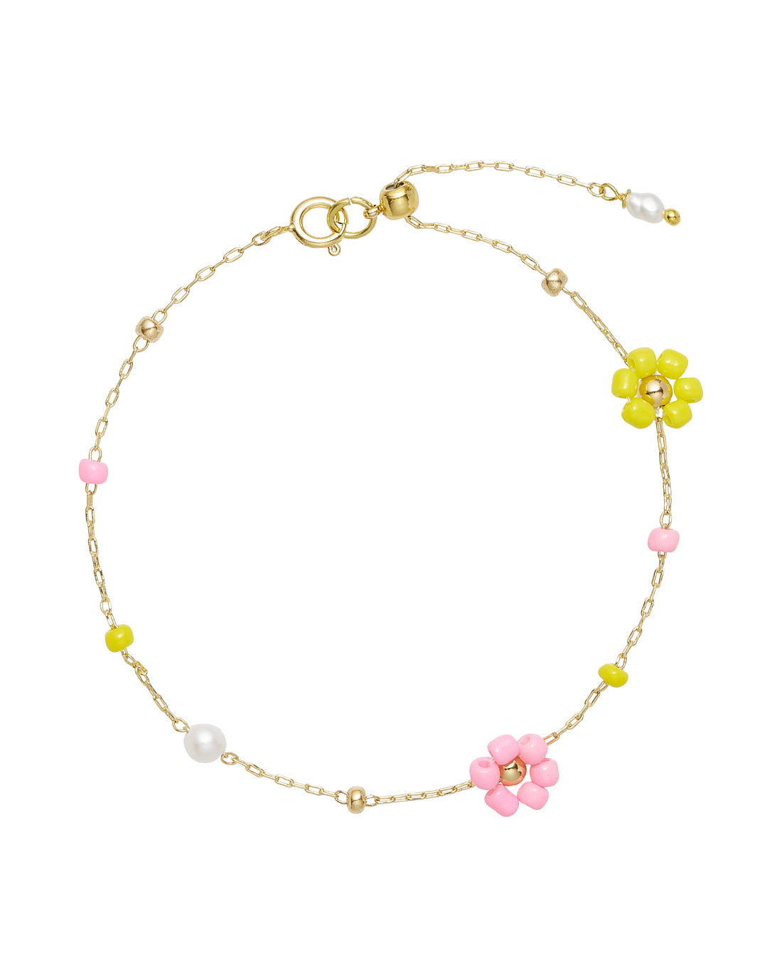 TS Flower Power Bracelet - gul og lyserød m/ferskvandsperler