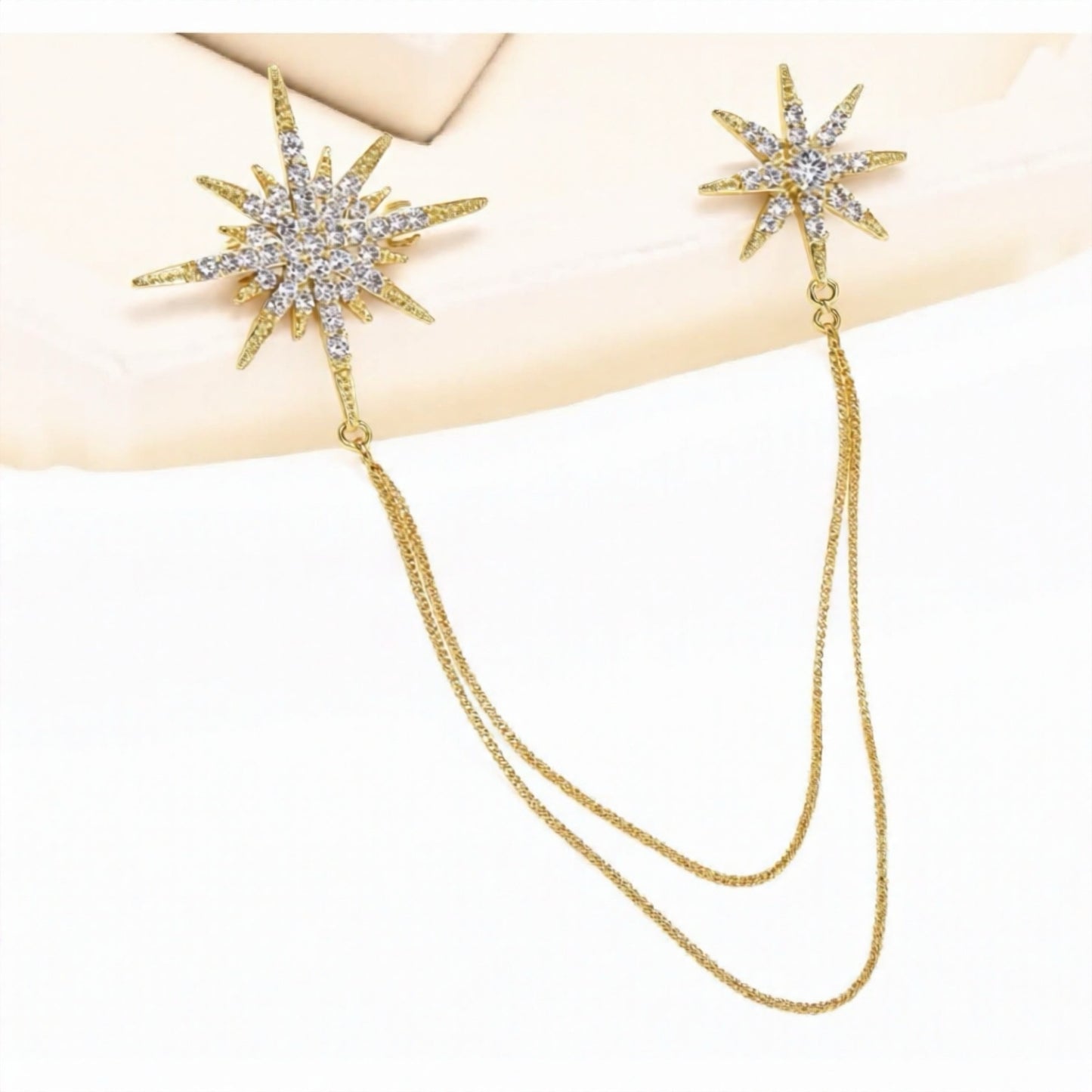 TS Pin Stars m/kæder - forgyldt