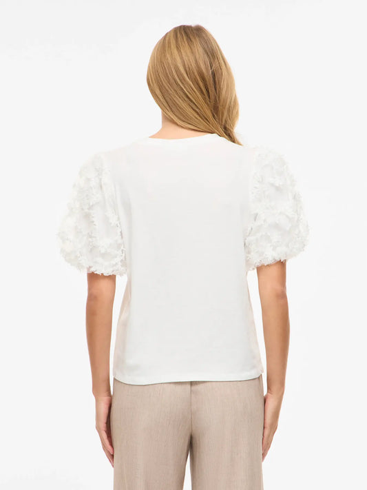 VL VIONESCA O-NECK S/S TOP - m/smukke ærmer - hvid