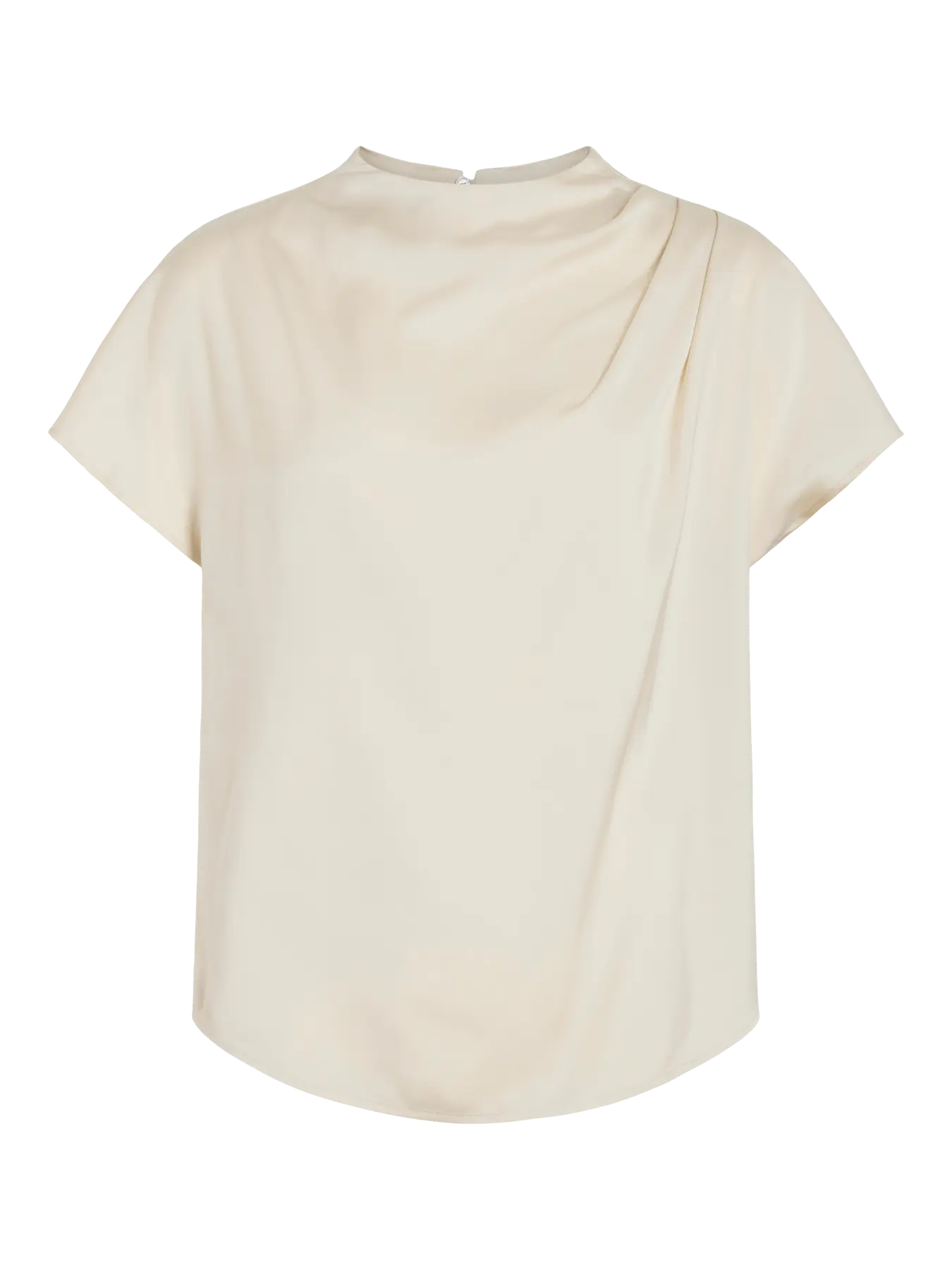 VL VIELMINA FUNNEL NECK S/S BLUSE TOP - white/cream