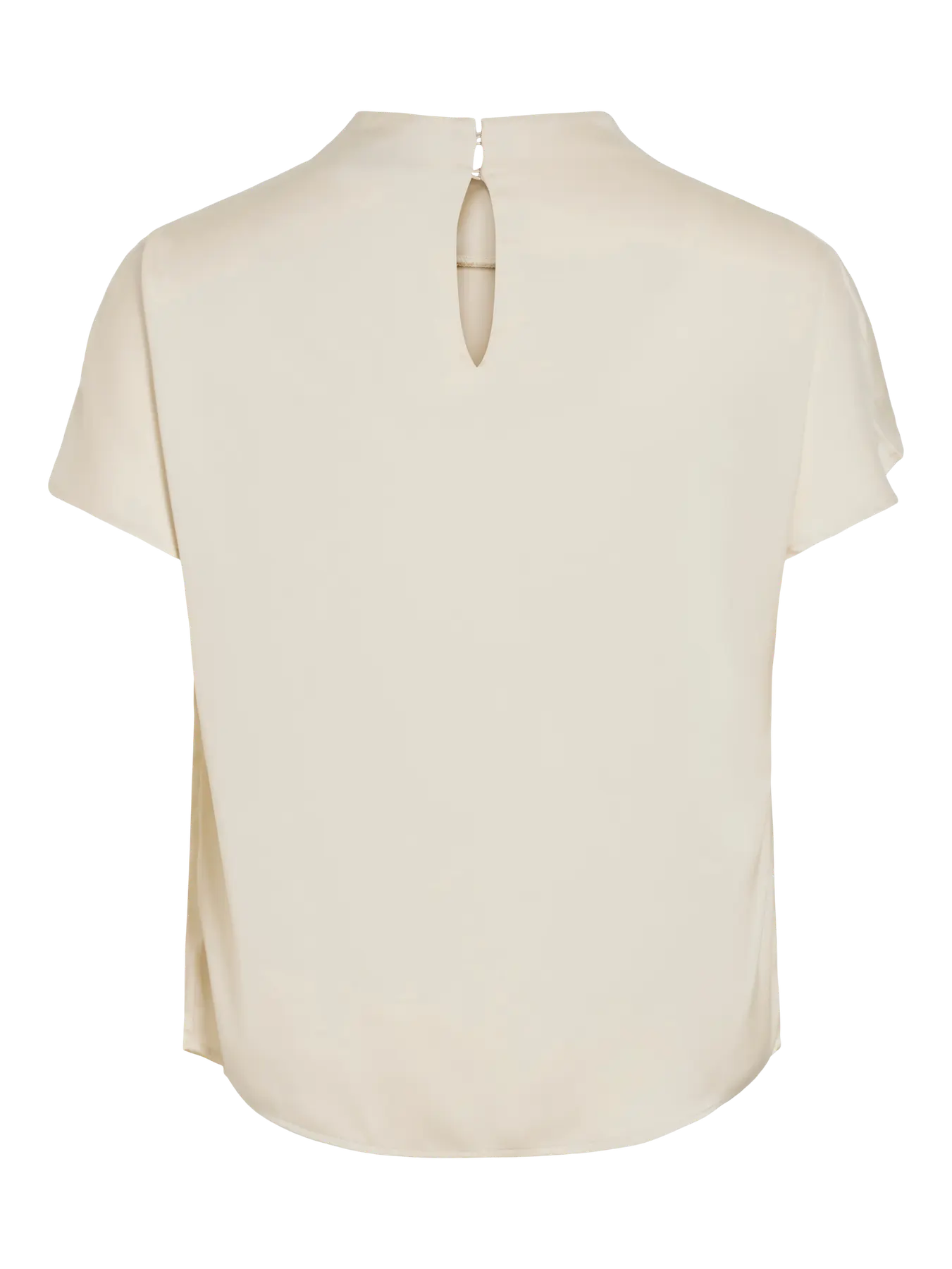 VL VIELMINA FUNNEL NECK S/S BLUSE TOP - white/cream