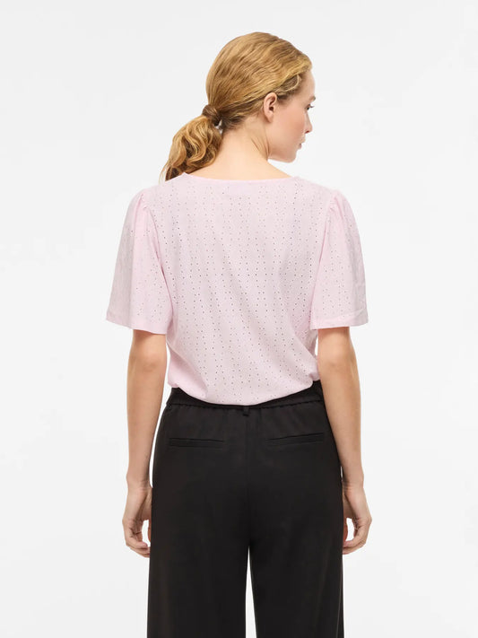 VL VIBELLI O-NECK S/S TOP - lyserød