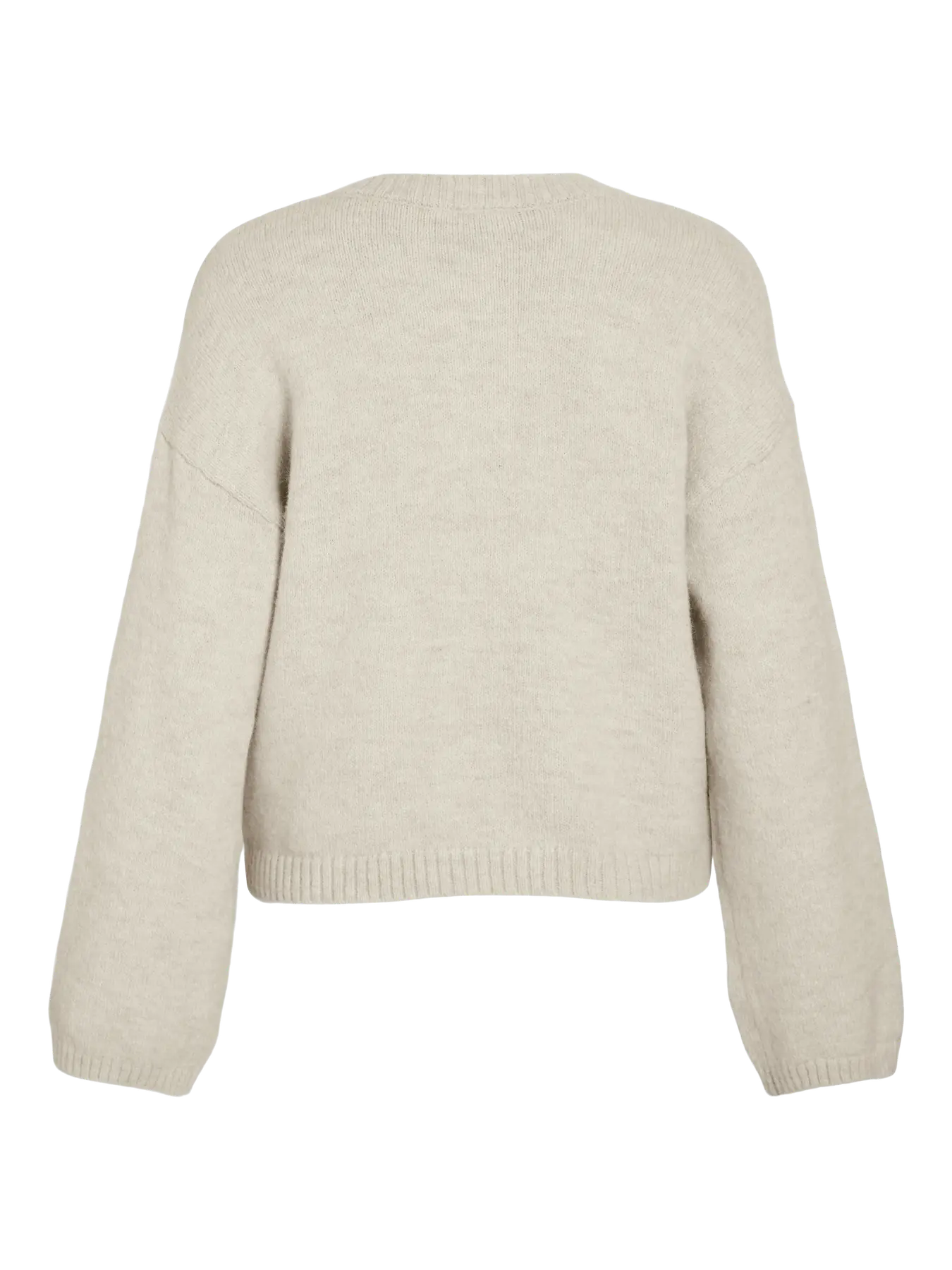 VIFOLI O-NECK L/S BUTTON KNIT CARDIGAN - BIEGE