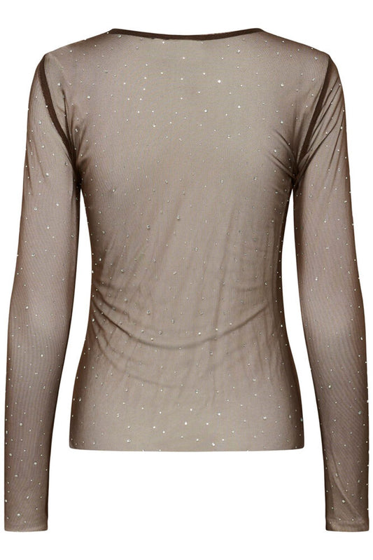 KA Stinna Mesh T-shirt - Coffee brown m/simili sten