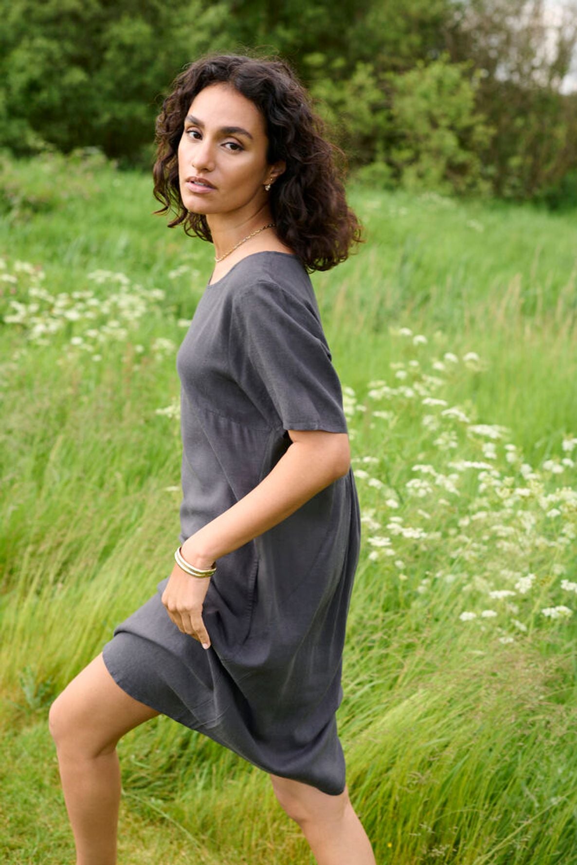 KA Milia Hør Dress - grå