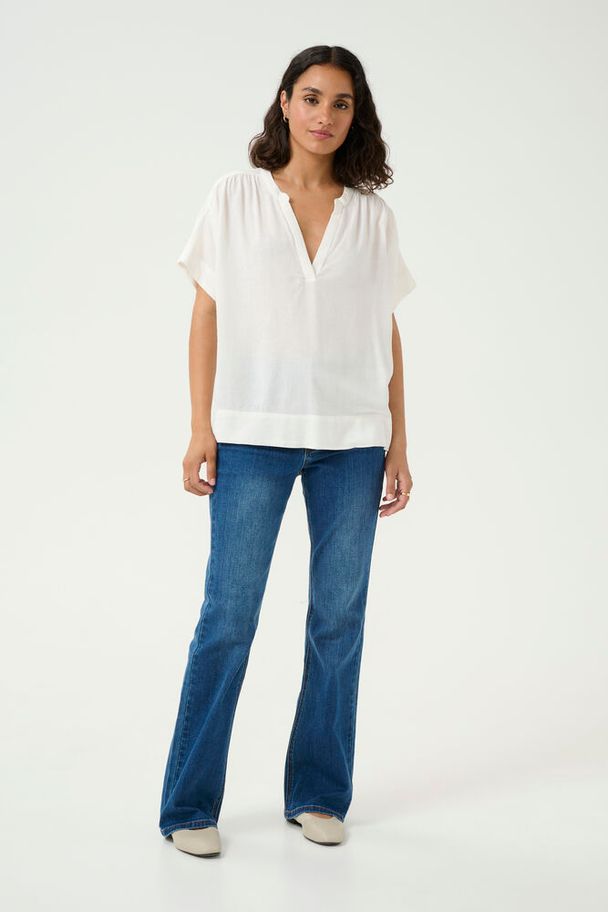 Ka Milia Wing SL Hør Blouse - Chalk Hvid