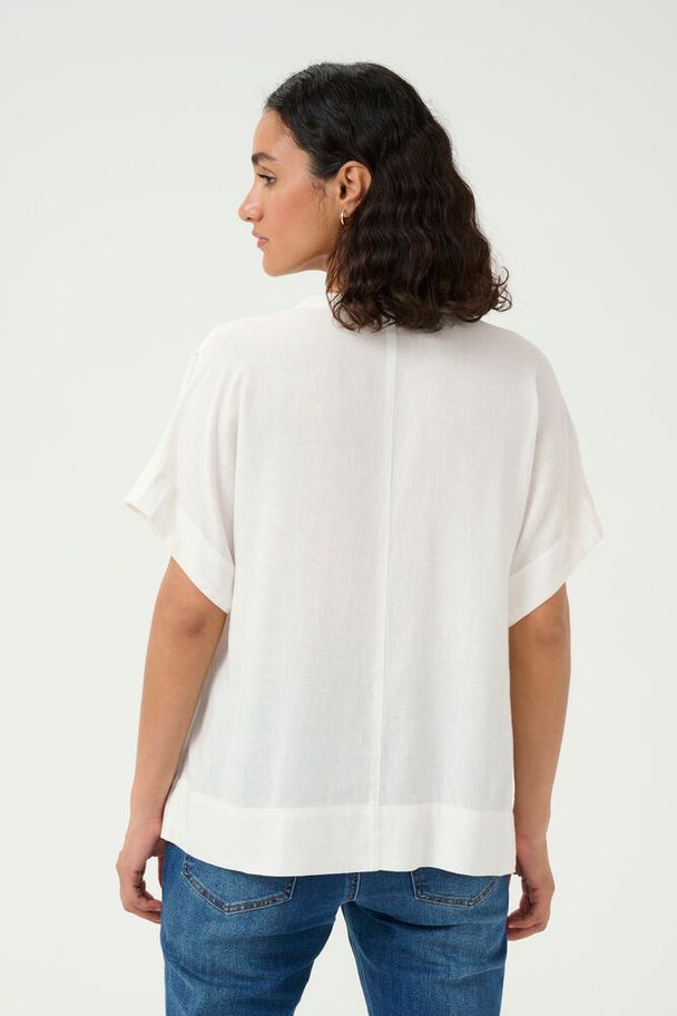 Ka Milia Wing SL Hør Blouse - Chalk Hvid