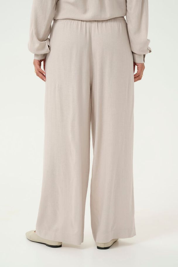 KA Milia Hør Cropped Wide Pants - Feather Gray Beige