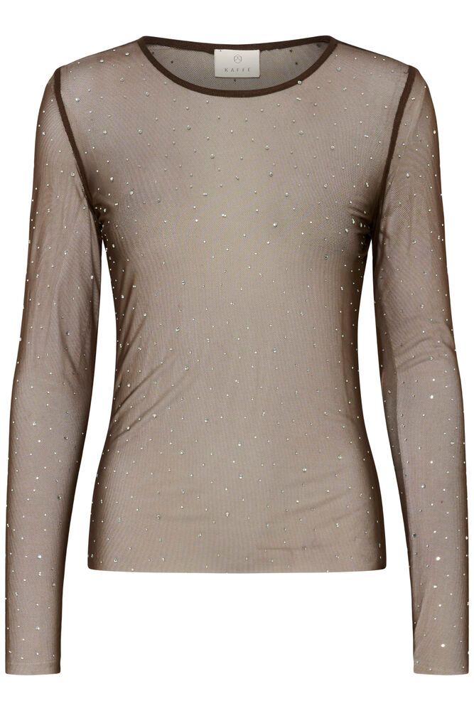 KA Stinna Mesh T-shirt - Coffee brown m/simili sten