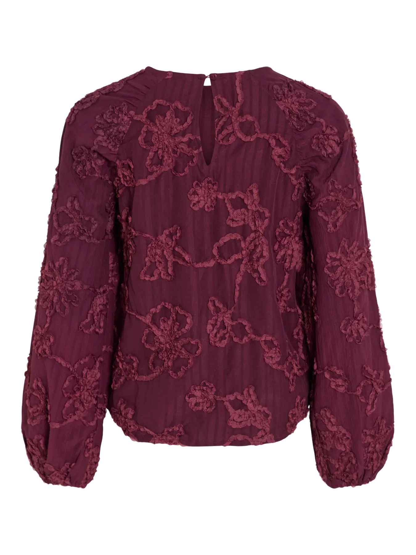 VLVIHULDA O-NECK L/S BLUSE TOP - bordeaux