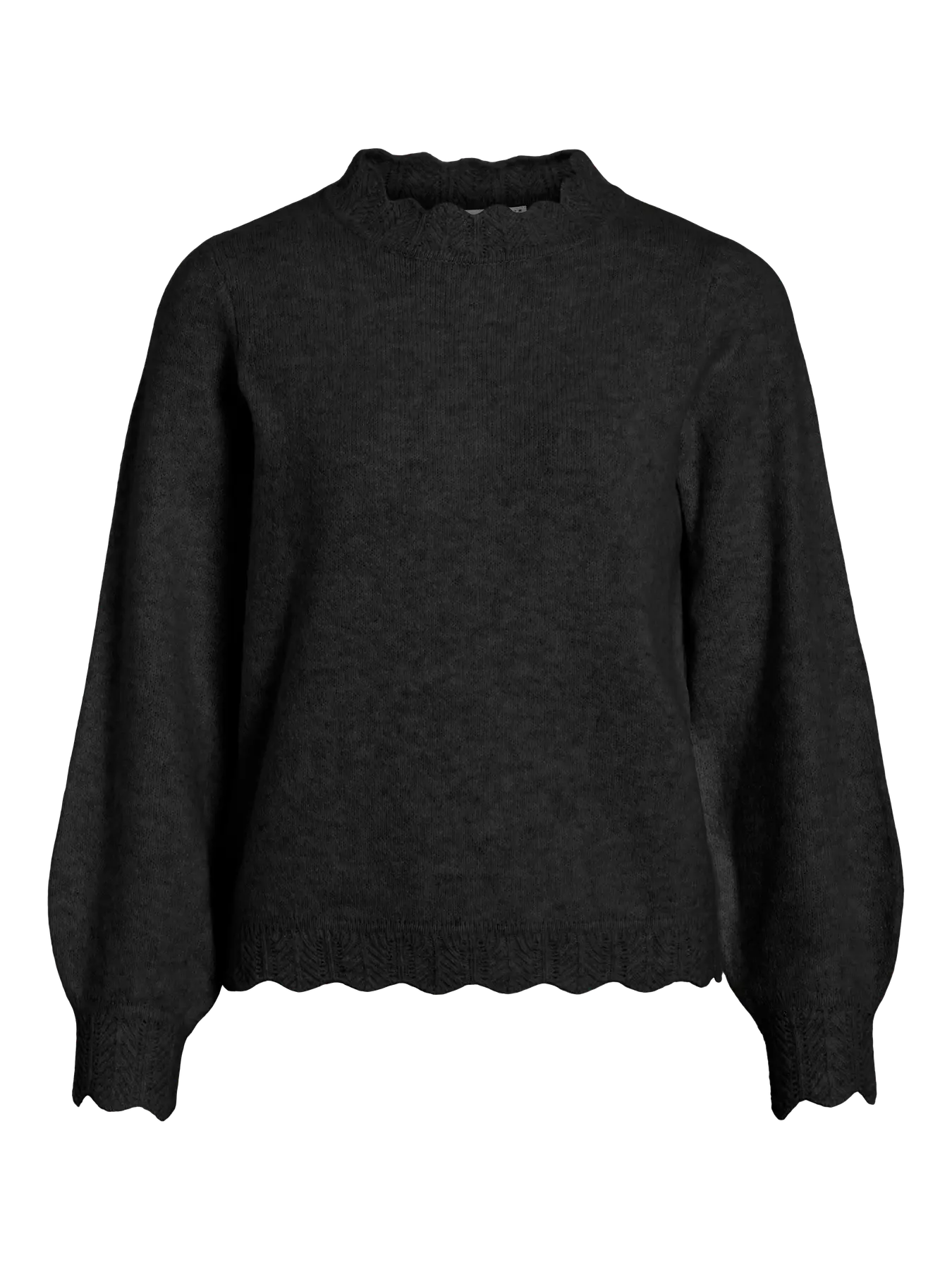VL VINIKOLINA O-NECK L/S KNIT BLUSE - SORT
