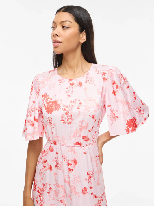 VL VITHALIA ANYA 2/4 O-NECK DRESS/DC - rosa