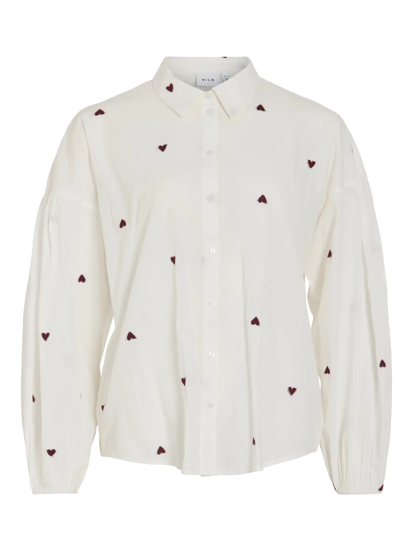 VL VISTEF L/S SHIRT - hvid m/bordeaux hjerter