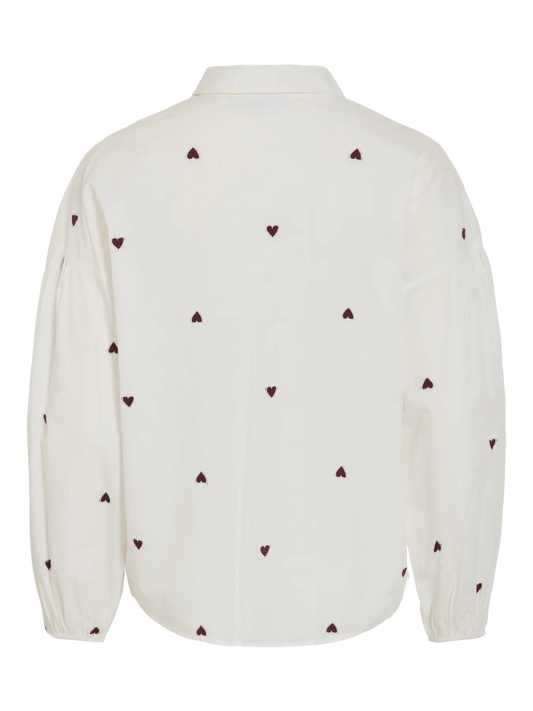 VL VISTEF L/S SHIRT - hvid m/bordeaux hjerter