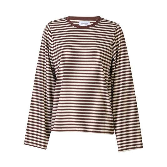 LB NALIA LS BOXY T-SHIRT - brown/creme stripe