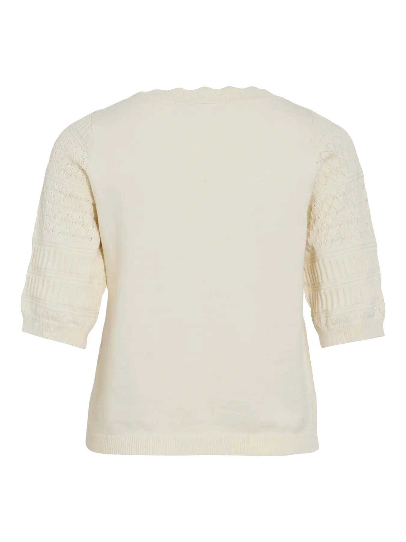 VL - VIMILOS S/S O-NECK POINTELLE TOP - beige
