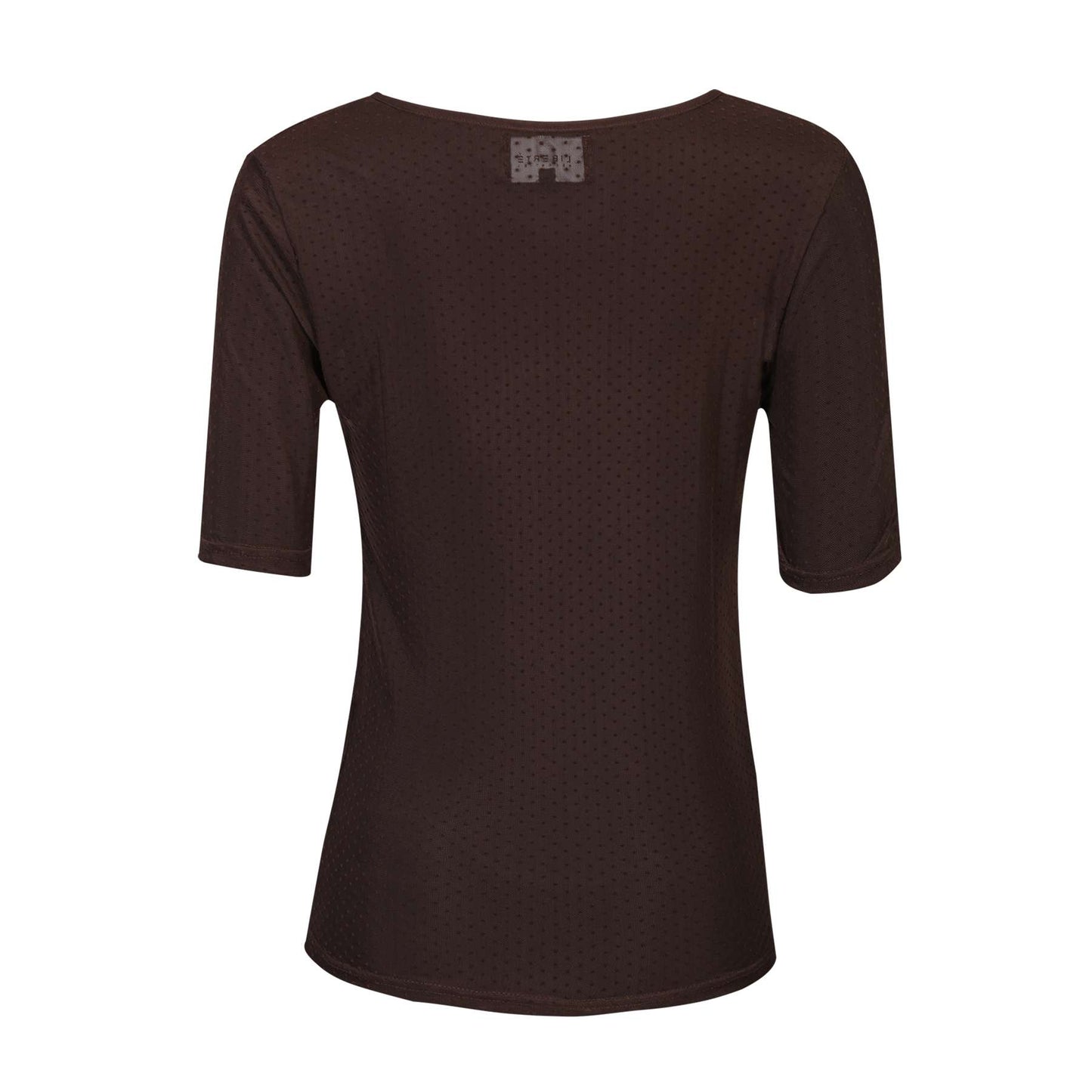 Libertè mesh bluse m/korte ærmer og prikker - brun