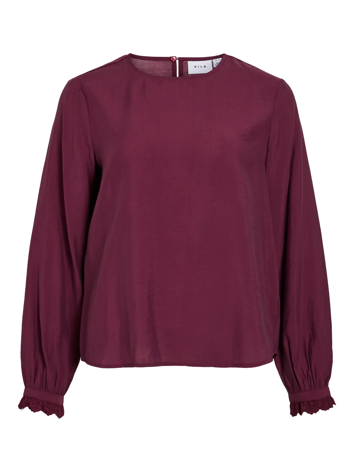 VL VIMALIMA L/S FRILL TOP - bordeaux