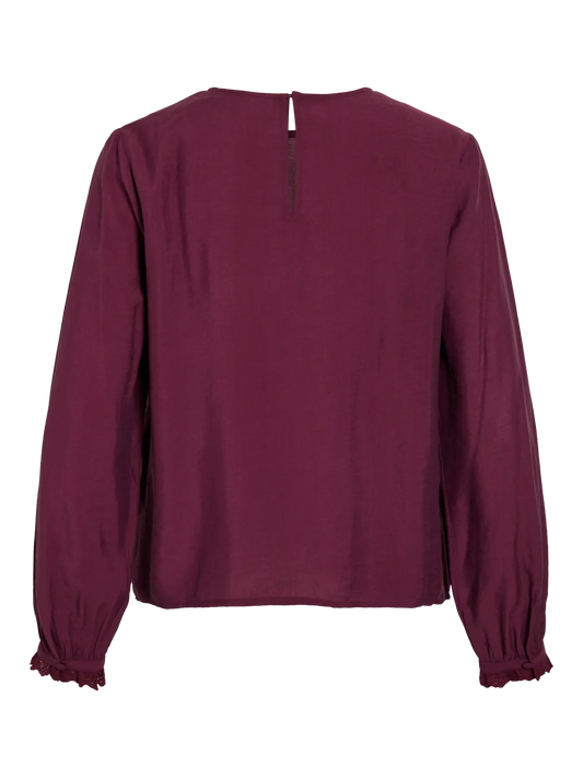 VL VIMALIMA L/S FRILL TOP - bordeaux