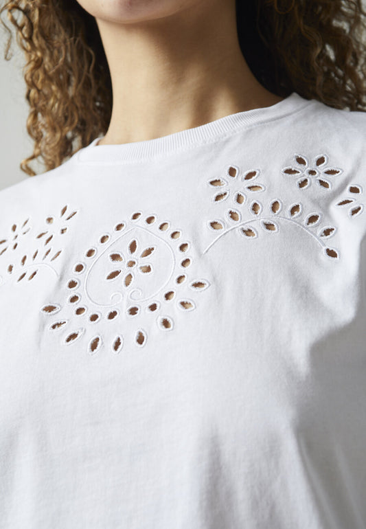 SP HYLA-SS T-shirt - hvid m/hulmønster