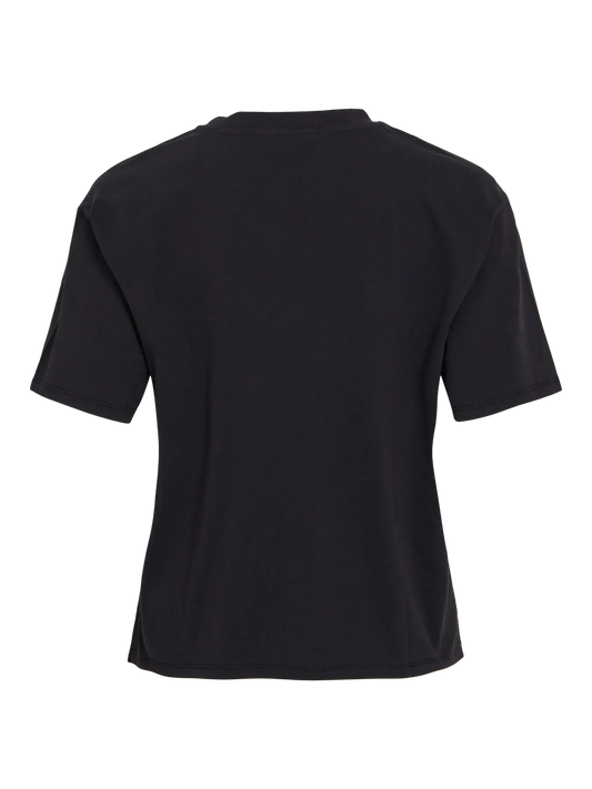 VL VIVARZIMA FLOWER O-NECK T-SHIRT - sort m/blomster