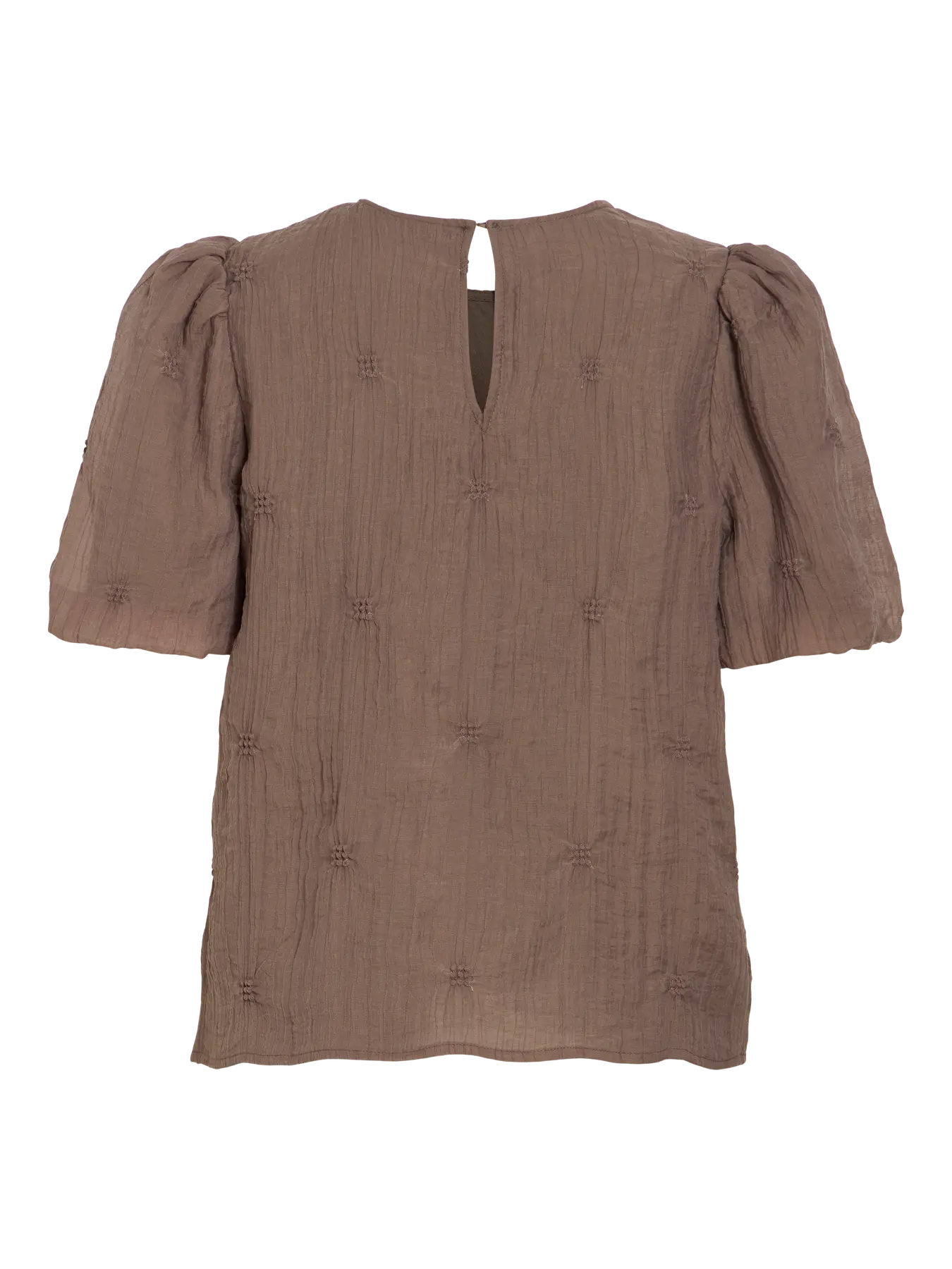 VL VIMORTI S/S O-NECK BLUSE brun m/fine detaljer