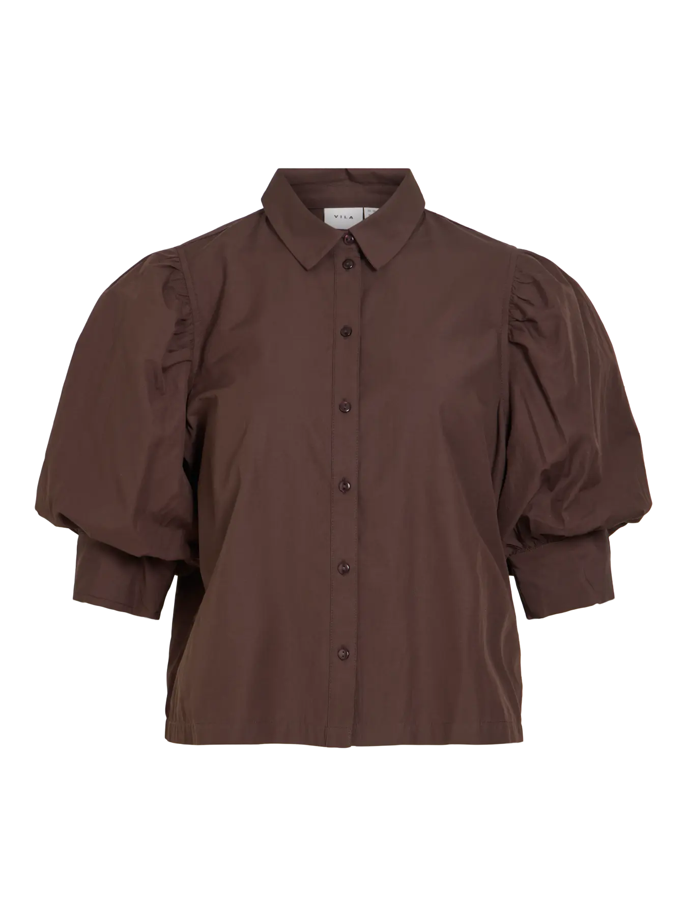 VL Skjorte bluse Virealu 2/4 Collar Shirt - brun
