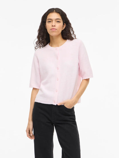 VL VILIGA 2/4 O-NECK KNIT CARDIGAN - lyserød