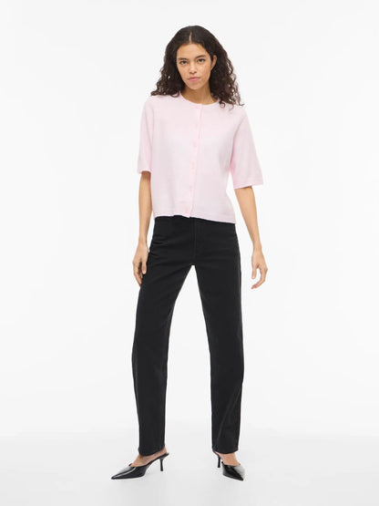 VL VILIGA 2/4 O-NECK KNIT CARDIGAN - lyserød