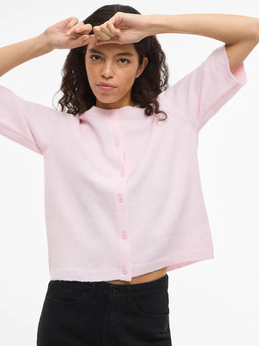 VL VILIGA 2/4 O-NECK KNIT CARDIGAN - lyserød