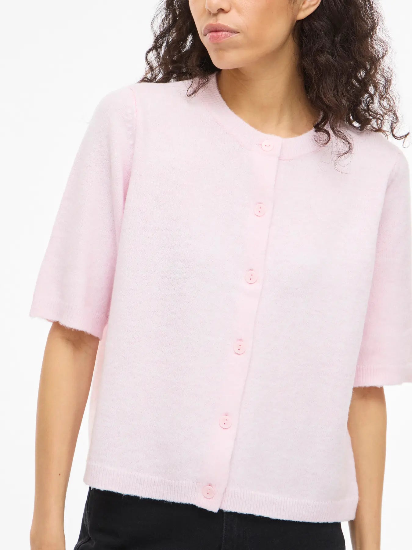 VL VILIGA 2/4 O-NECK KNIT CARDIGAN - lyserød