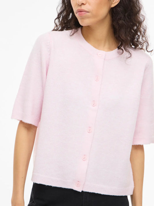 VL VILIGA 2/4 O-NECK KNIT CARDIGAN - lyserød