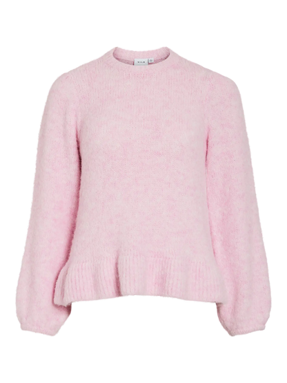 VL VIBOWS L/S O-NECK KNIT PULLOVER/LN -Cherry Blossom