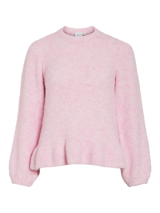 VL VIBOWS L/S O-NECK KNIT PULLOVER/LN -Cherry Blossom