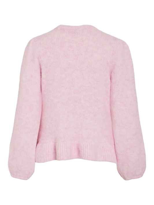 VL VIBOWS L/S O-NECK KNIT PULLOVER/LN -Cherry Blossom