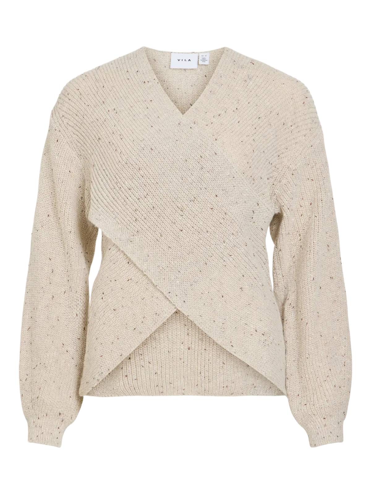 VL VISULVANA REV V-NECK L/S KNIT -Super Light Grey Melange MULTI LUREX